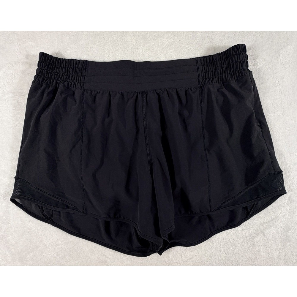 Lululemon Shorts Women's Sz 12 Tall Black Hotty Hot II Long 4" Mesh Lined